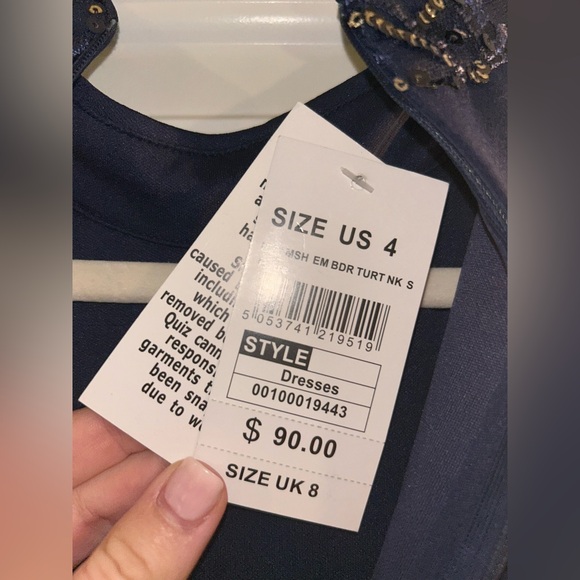Tags on never worn! Navy Blue Beaded Mini Dress - Picture 5 of 5
